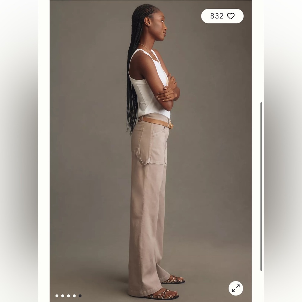 Self Contrast Anthropologie Georgia Utility Beige Wide Leg Pants - Picture 12 of 14
